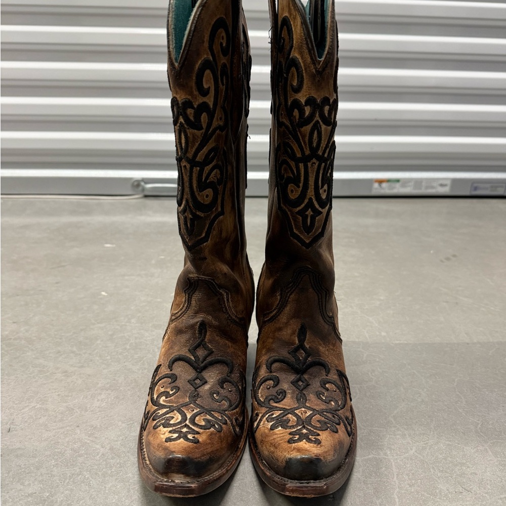 Brown and Black Western Boots